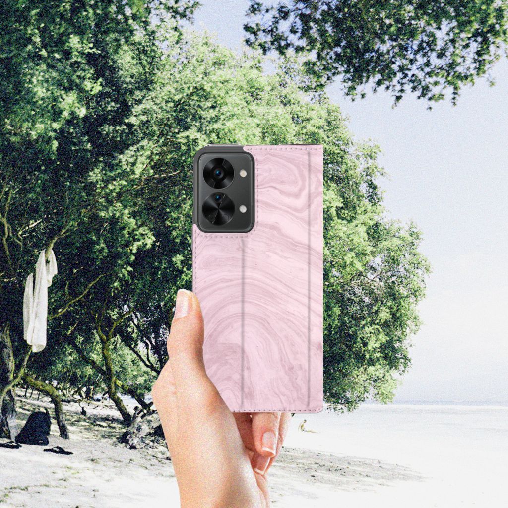 OnePlus Nord 2T Standcase Marble Pink - Origineel Cadeau Vriendin - B2C Telecom
