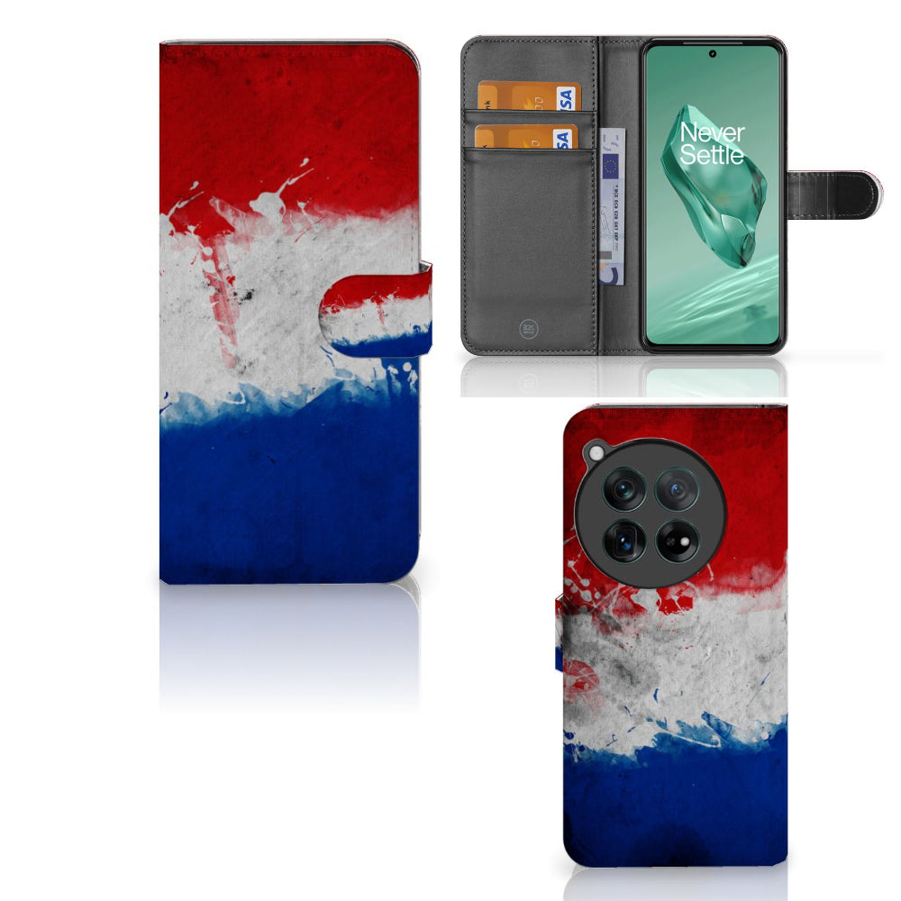 OnePlus 12 Bookstyle Case Nederland met Nederlandse vlag design en kaartsleuven