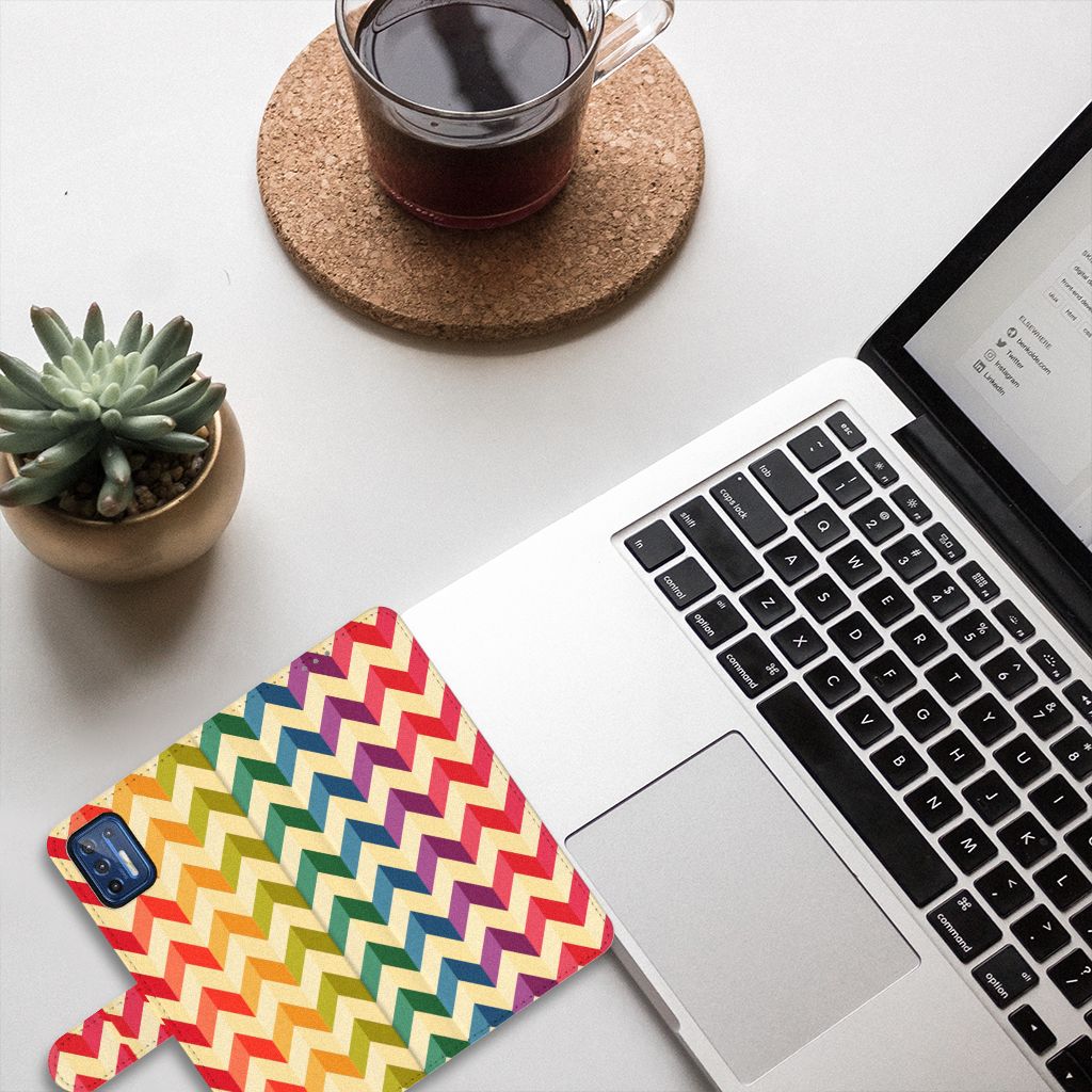Motorola Moto G9 Plus Telefoon Hoesje Zigzag Multi Color