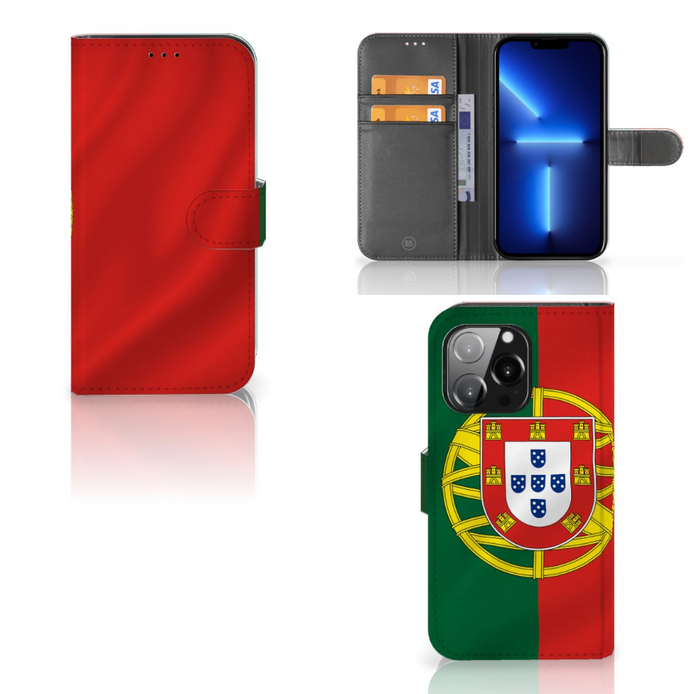 iPhone 13 Pro Bookstyle Case Portugal - stijlvolle hoes met Portugese vlag en portefeuille functie đĩđš