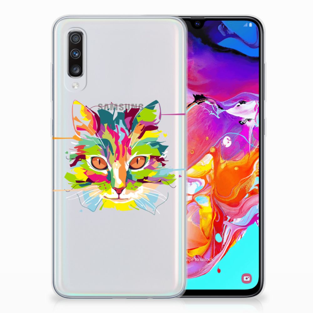 Samsung Galaxy A70 Telefoonhoesje met Naam Cat Color