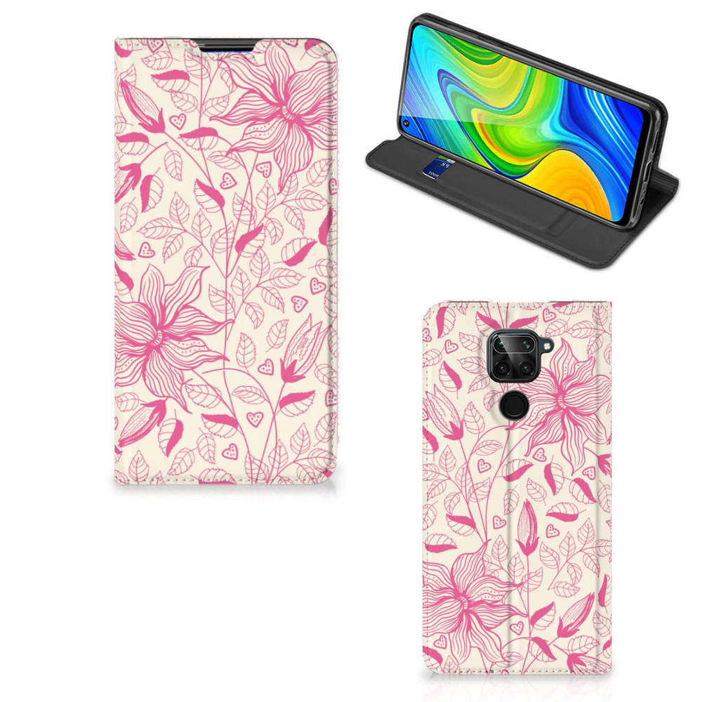 Xiaomi Redmi Note 9 Smart Cover Pink Flowers - B2C Telecom