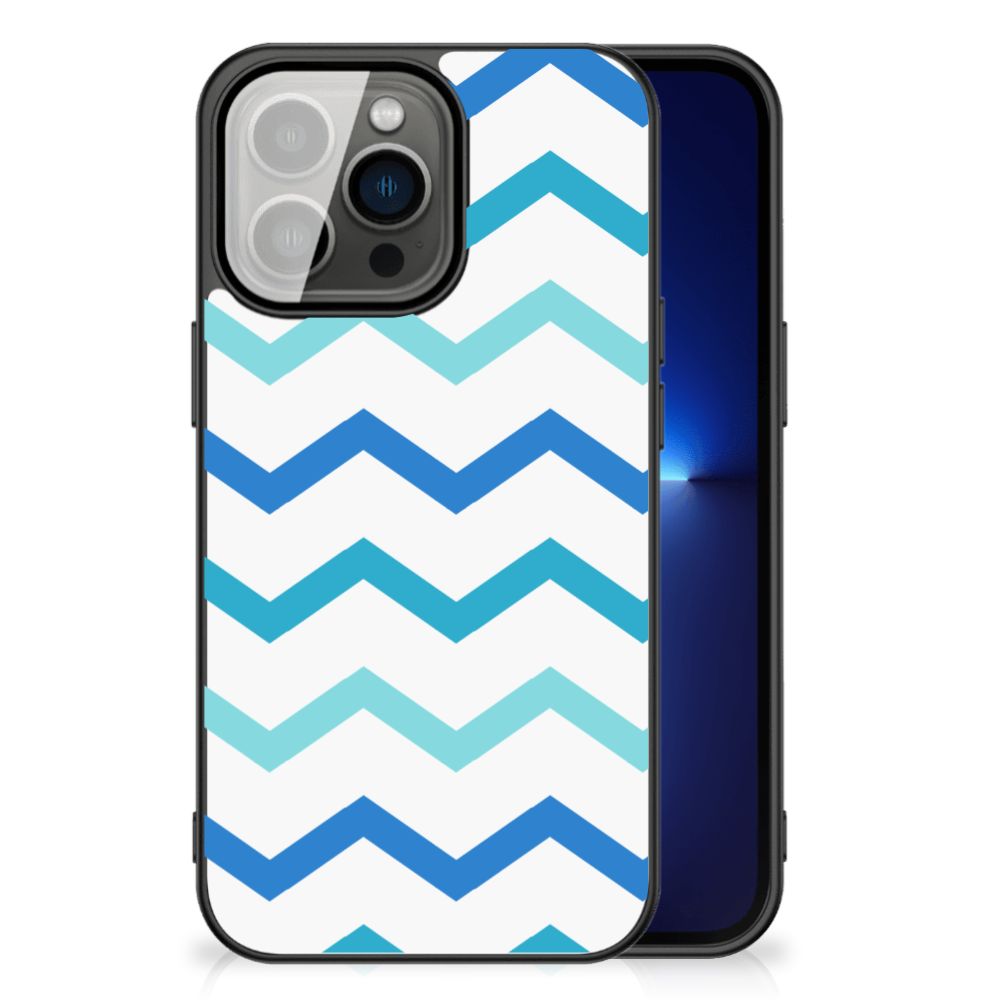iPhone 13 Pro Back Case Zigzag Blauw B2C Telecom
