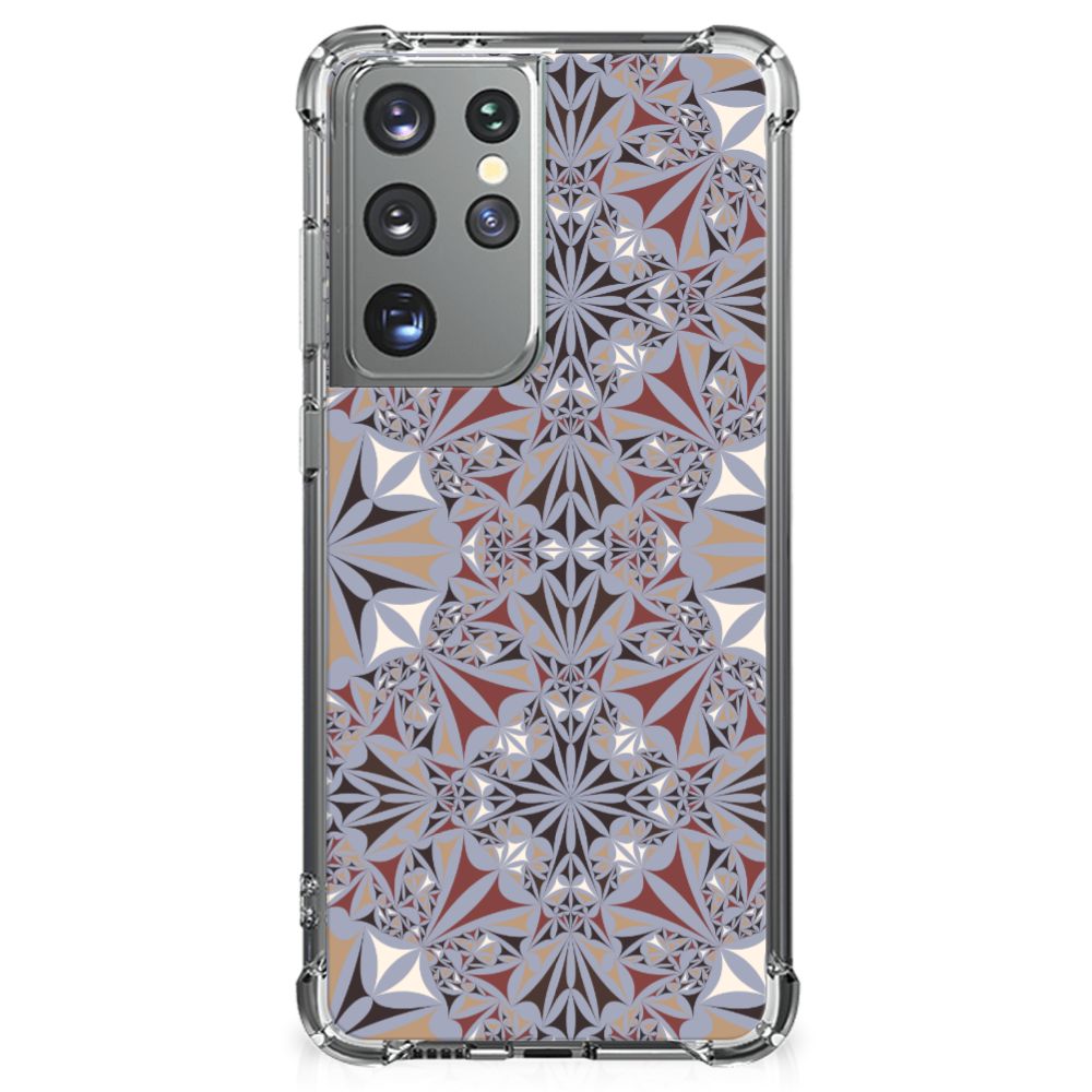 Samsung Galaxy S21 Ultra Anti-Shock Hoesje Flower Tiles B2C Telecom