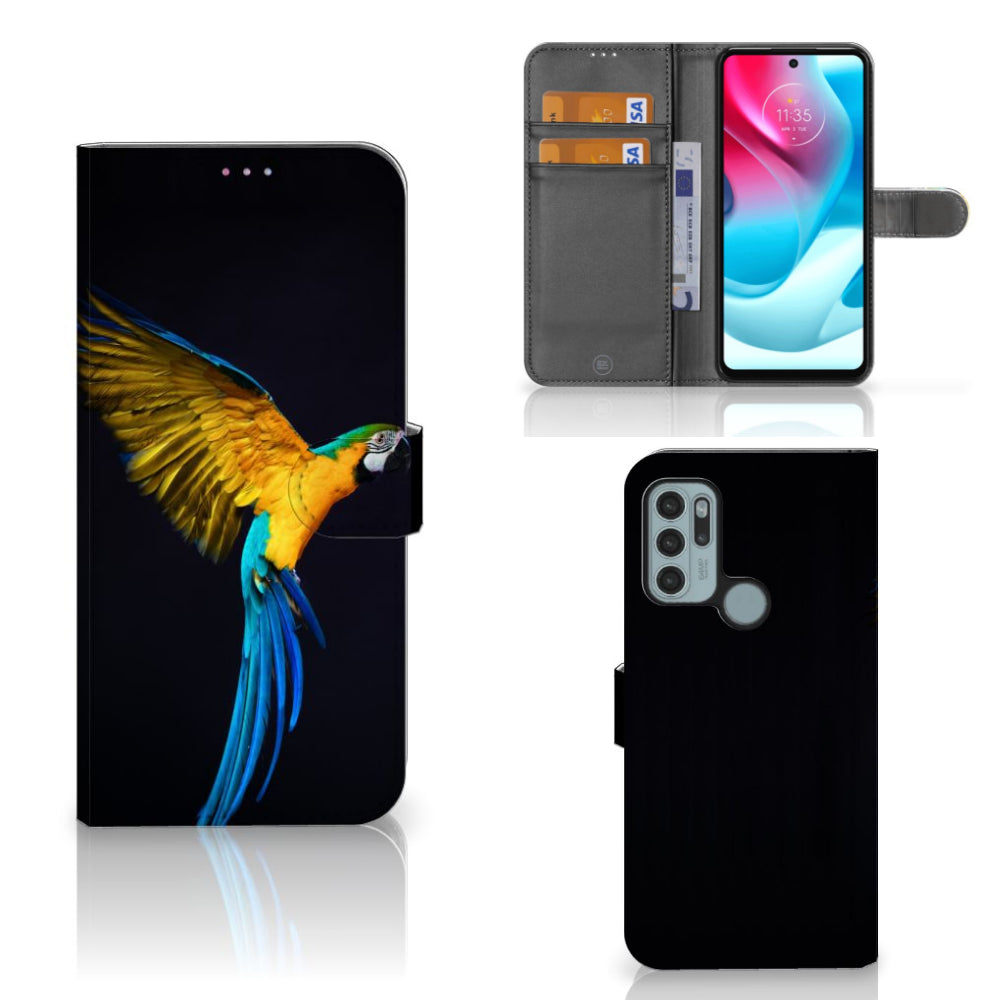 Motorola Moto G60s Telefoonhoesje met Pasjes Papegaai