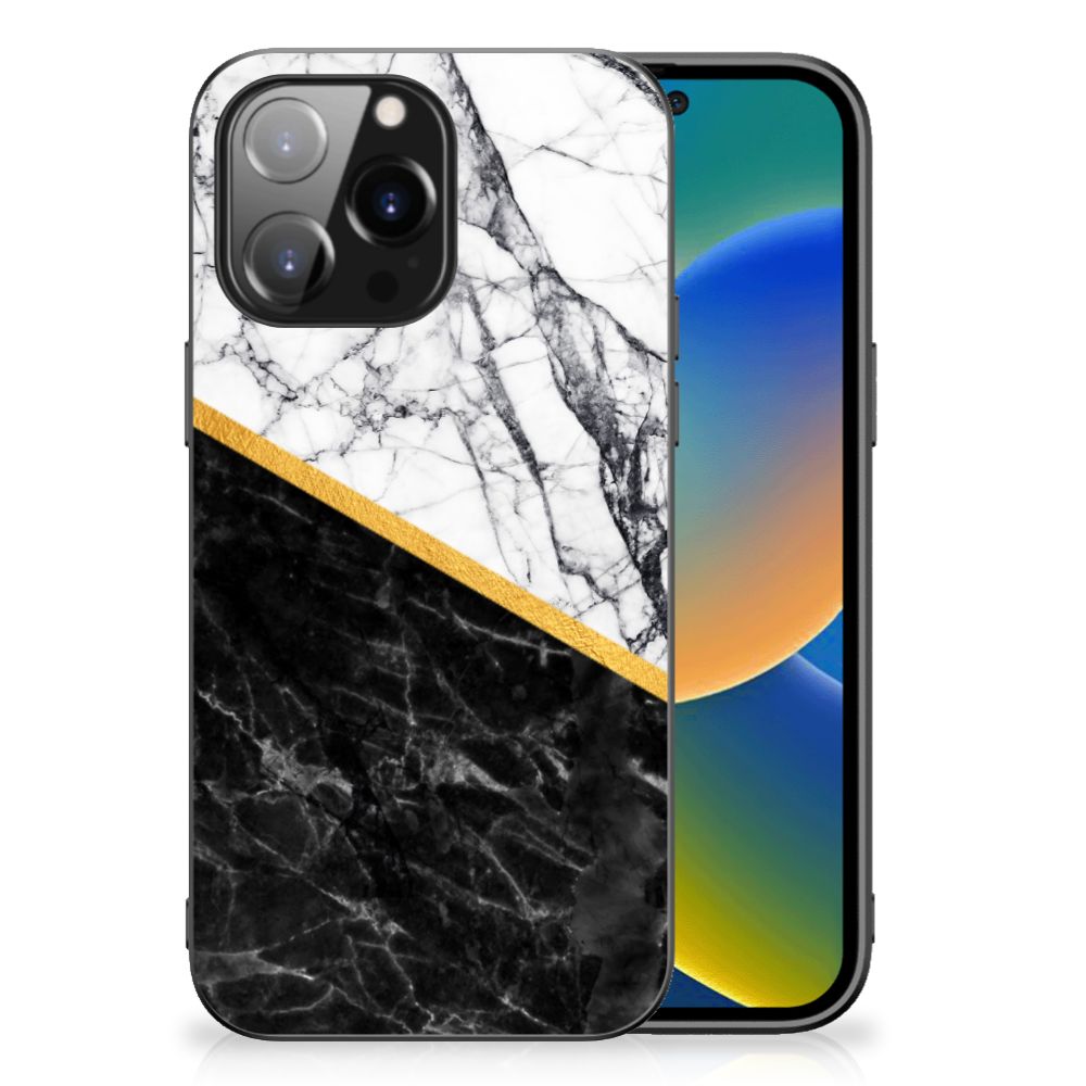 iPhone 14 Pro Max Marmeren Print Telefoonhoesje Marmer Wit Zwart - Origineel Cadeau Man B2C Telecom