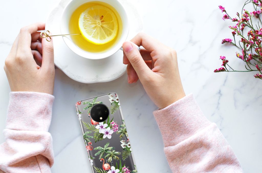 OnePlus 7T TPU Hoesje Flamingo Palms