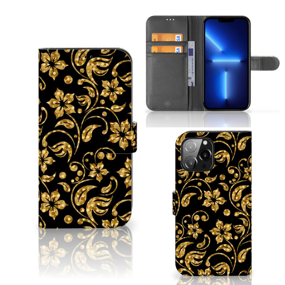 iPhone 13 Pro Max Hoesje Gouden Bloemen