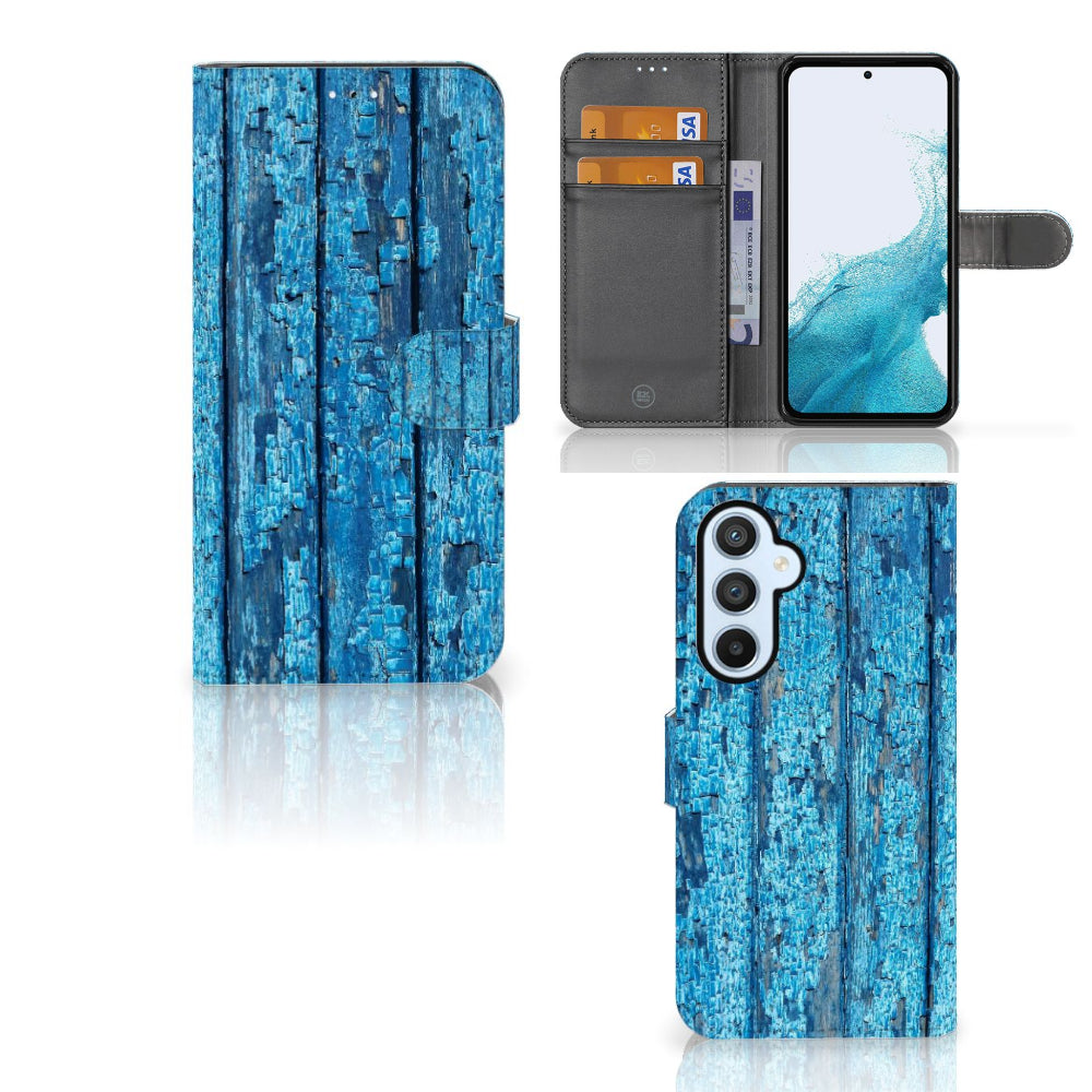 Samsung Galaxy A54 5G Book Style Case Wood Blue