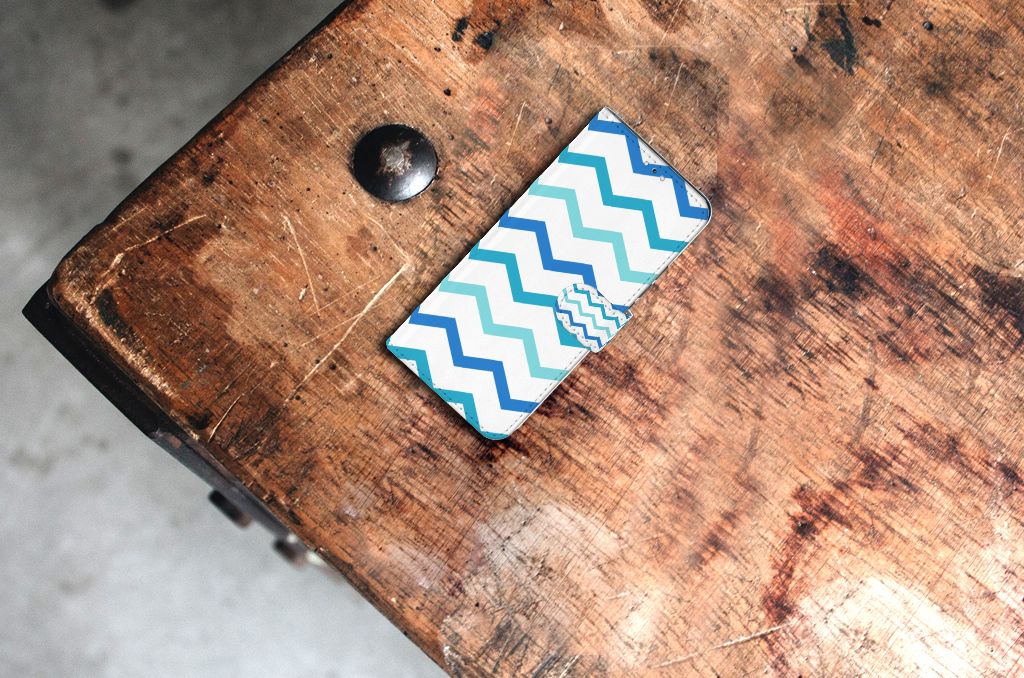 Samsung Galaxy S22 Plus Telefoon Hoesje Zigzag Blauw