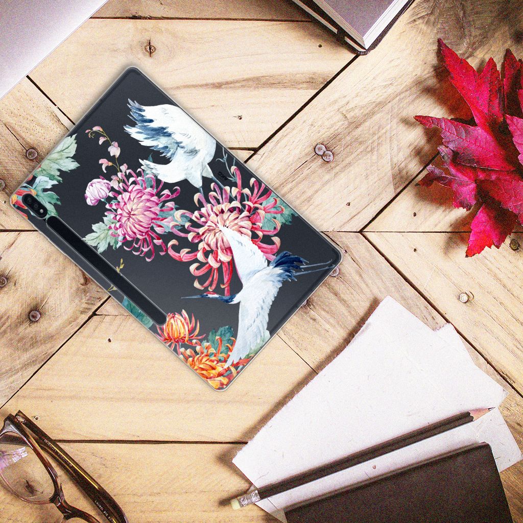Samsung Galaxy Tab S7 Plus | S8 Plus Back Case Bird Flowers