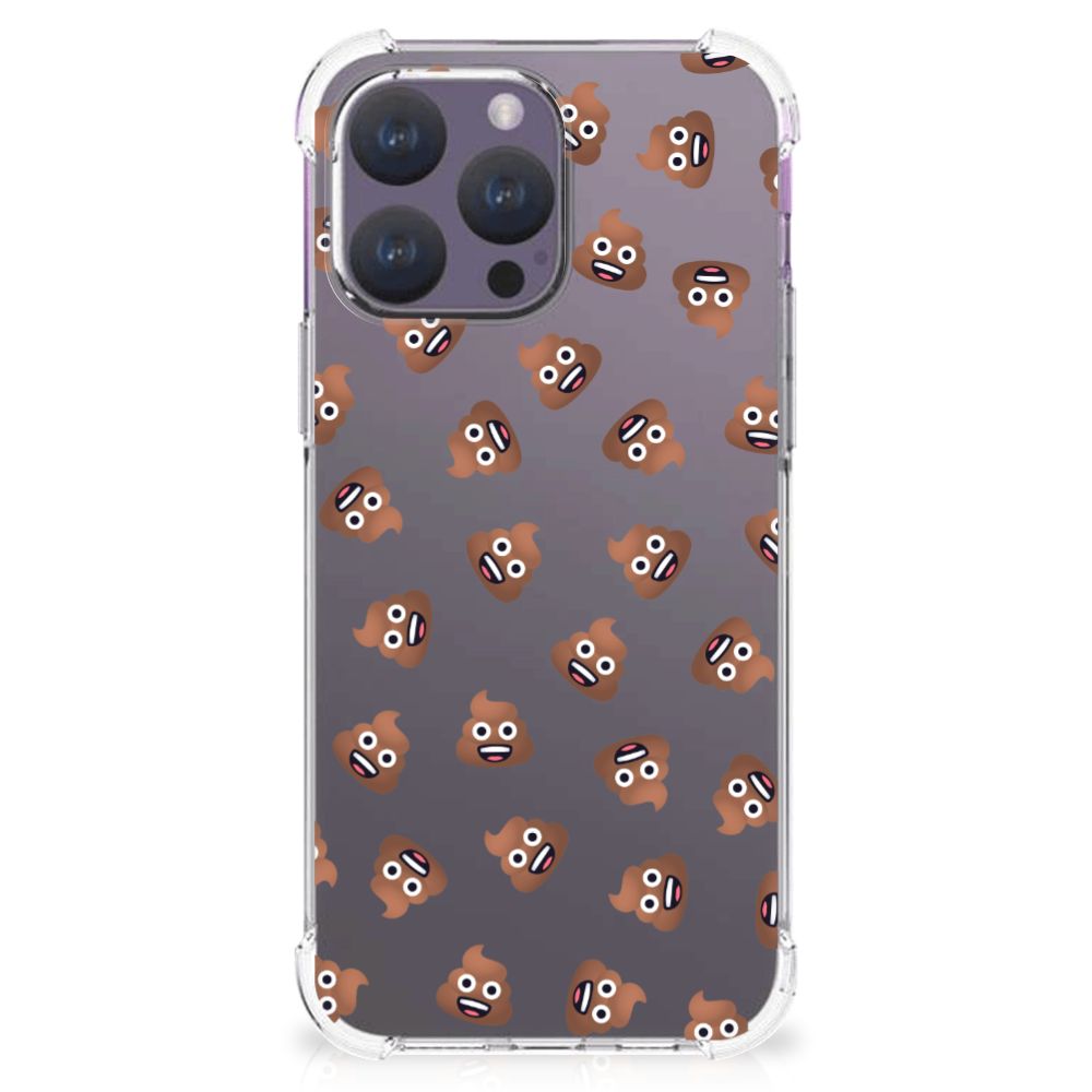 Doorzichtige Silicone Hoesje voor iPhone 15 Pro Max Poep Emojis B2C Telecom
