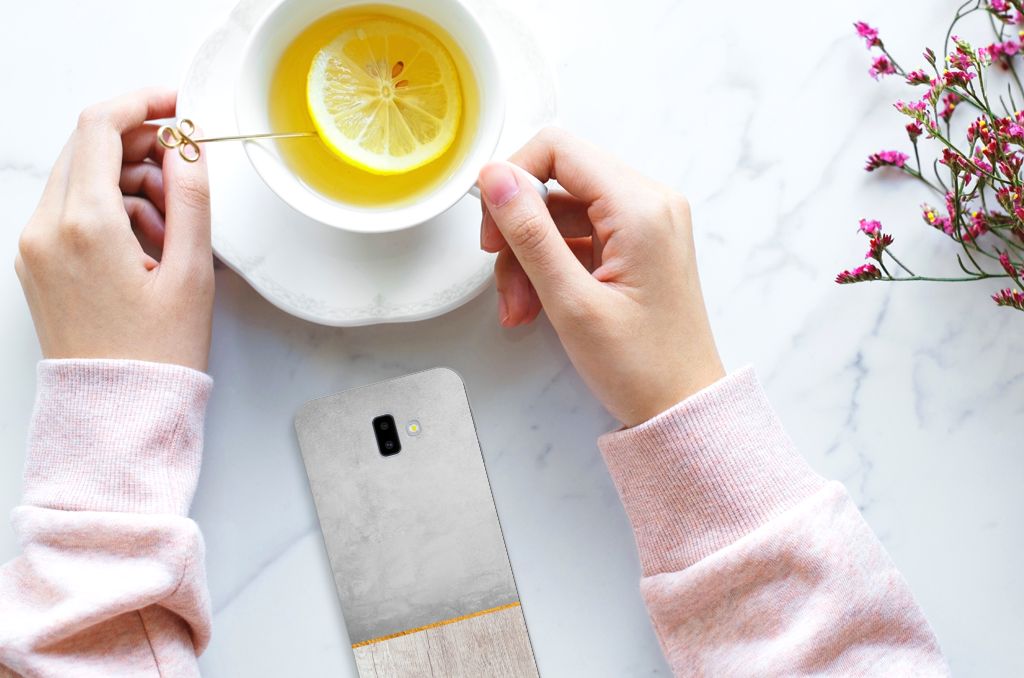 Samsung Galaxy J6 Plus (2018) Bumper Hoesje Wood Concrete