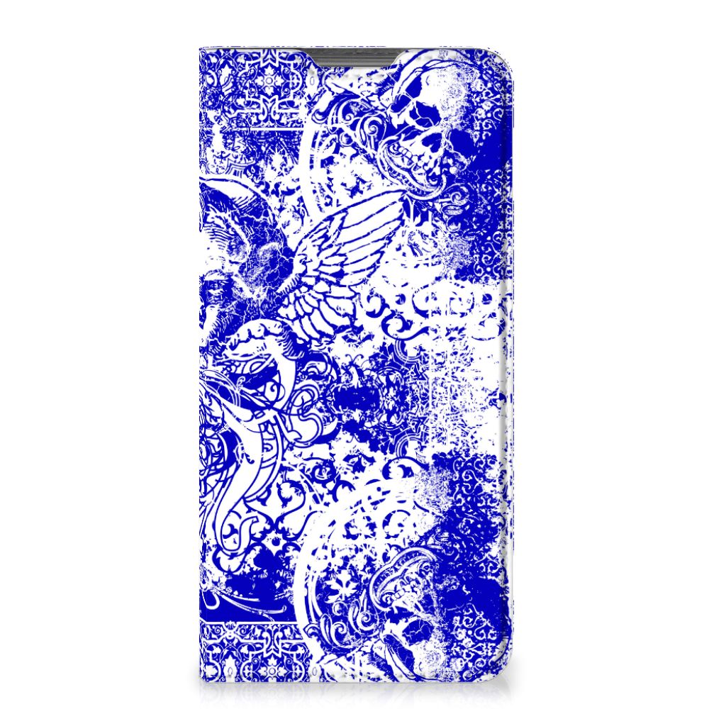 Mobiel BookCase Motorola Moto G52 | Moto G82 Angel Skull Blauw - B2C Telecom