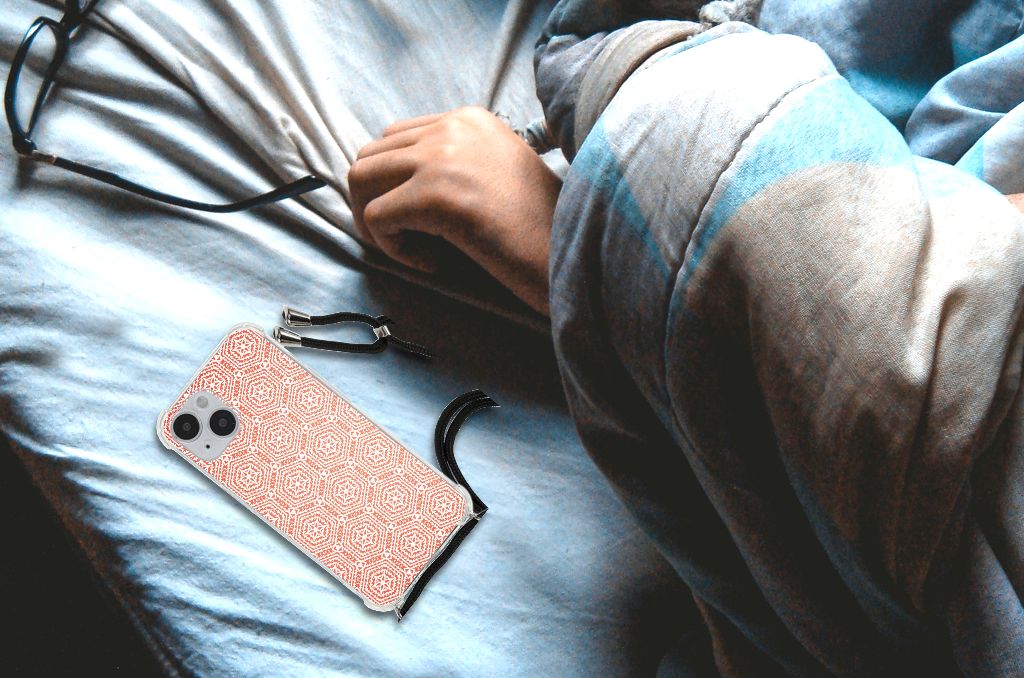 iPhone 14 Plus Doorzichtige Silicone Hoesje Pattern Orange B2C Telecom