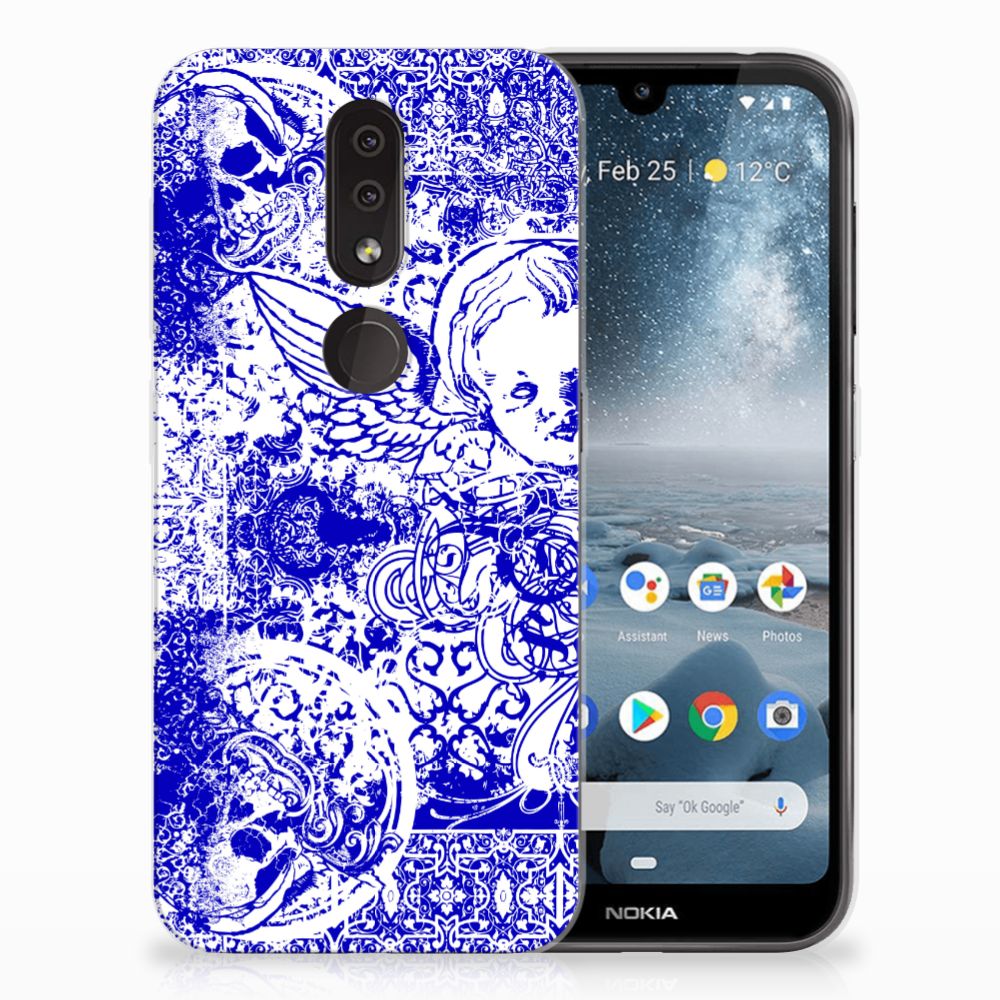 Silicone Back Case Nokia 4.2 Angel Skull Blauw