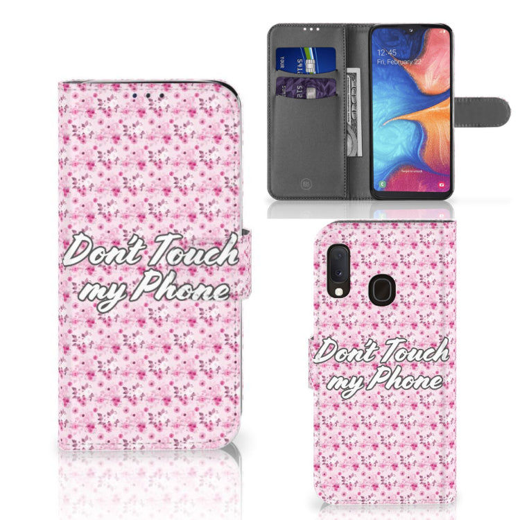 Samsung Galaxy A20e Portemonnee Hoesje Flowers Pink DTMP