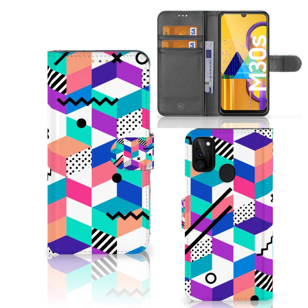 Samsung Galaxy M21 | M30s Book Case Blokken Kleurrijk