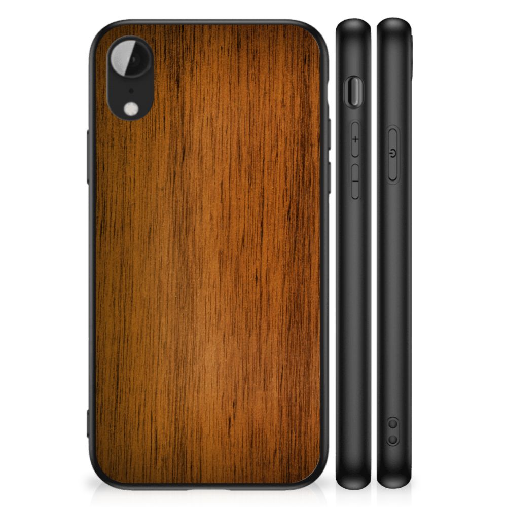 Apple iPhone XR Houten Print Telefoonhoesje Donker Hout B2C Telecom