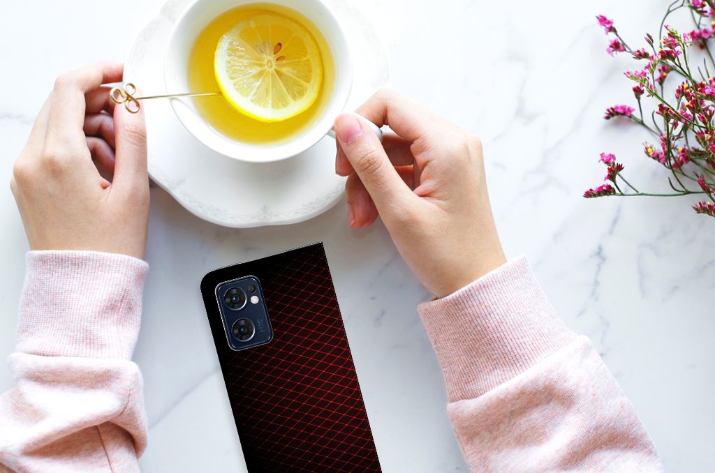 OPPO Find X5 Lite | Reno7 5G Hoesje met Magneet Geruit Rood - B2C Telecom