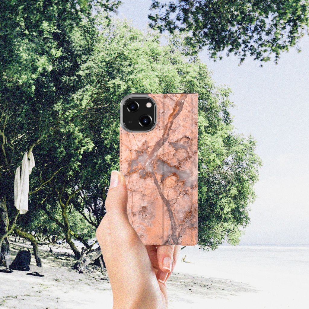 iPhone 14 Standcase Marmer Oranje - B2C Telecom