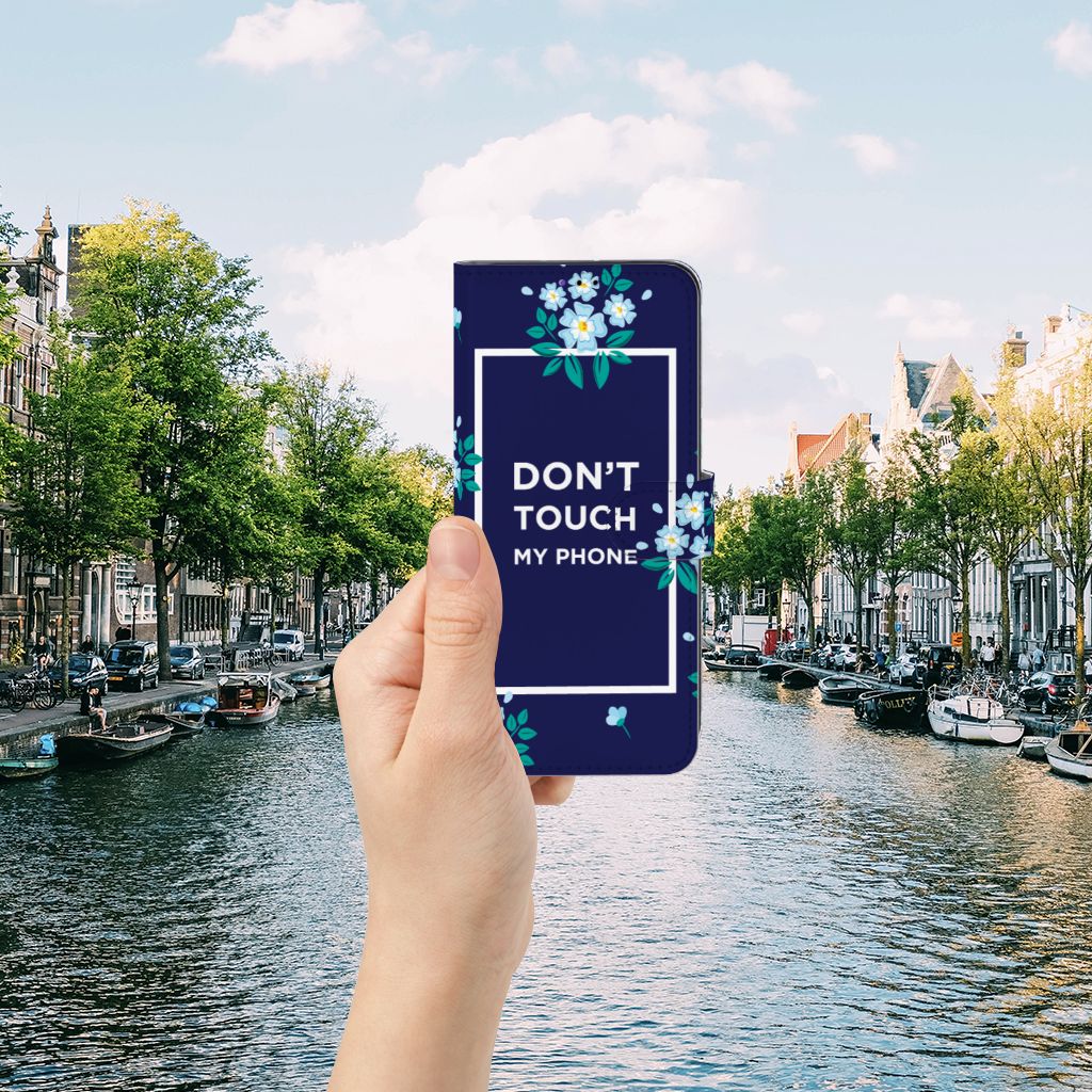 Samsung Galaxy A22 5G Portemonnee Hoesje Flowers Blue DTMP