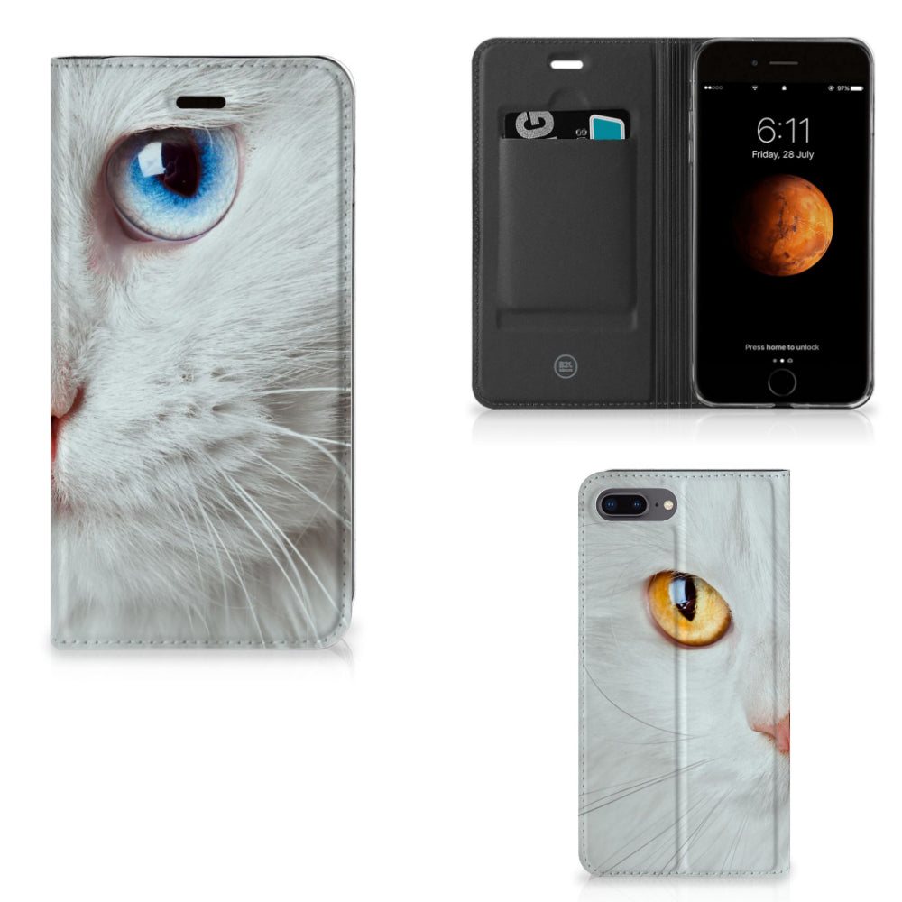 Apple iPhone 7 Plus | 8 Plus Hoesje maken Witte Kat
