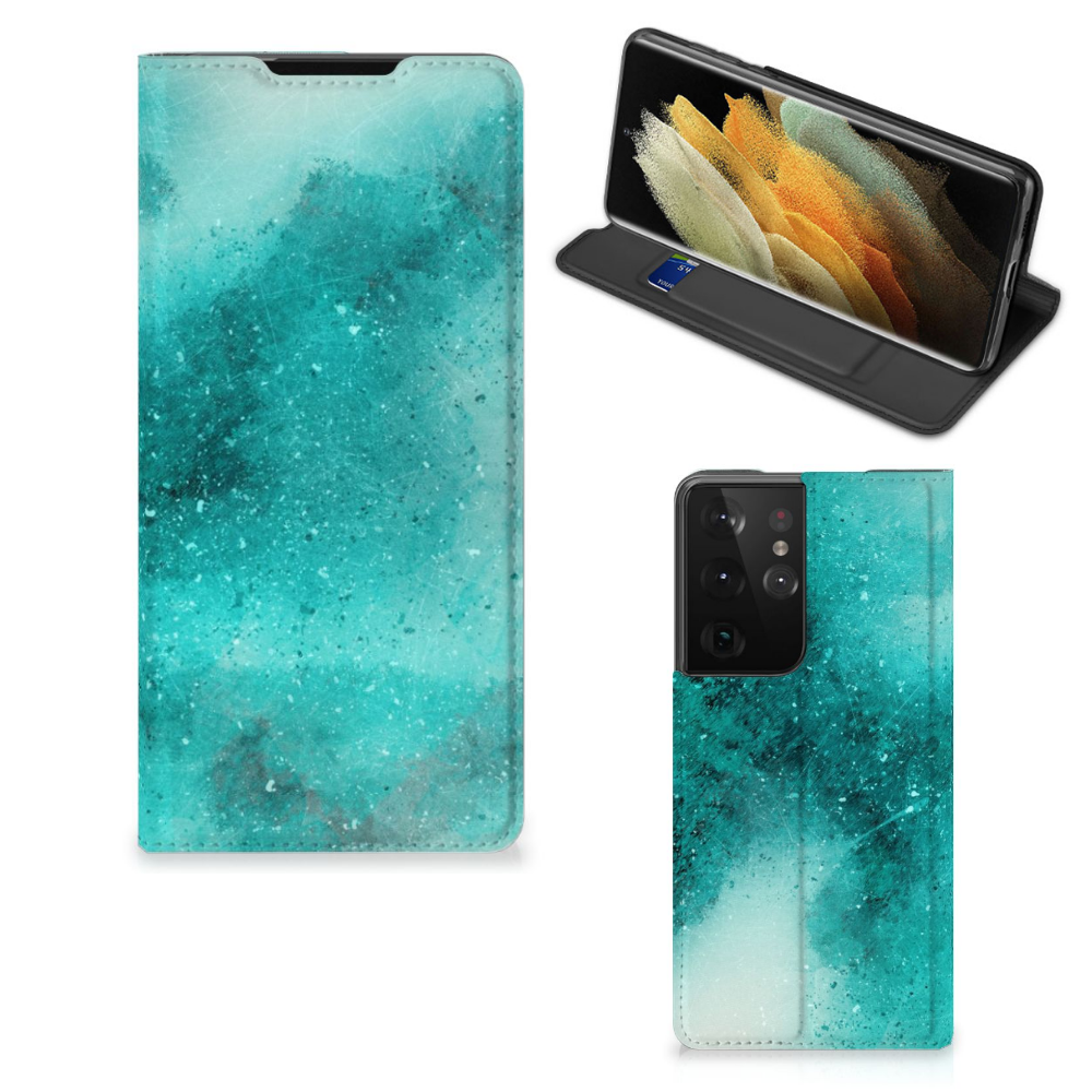 Bookcase Samsung Galaxy S21 Ultra Painting Blue - B2C Telecom