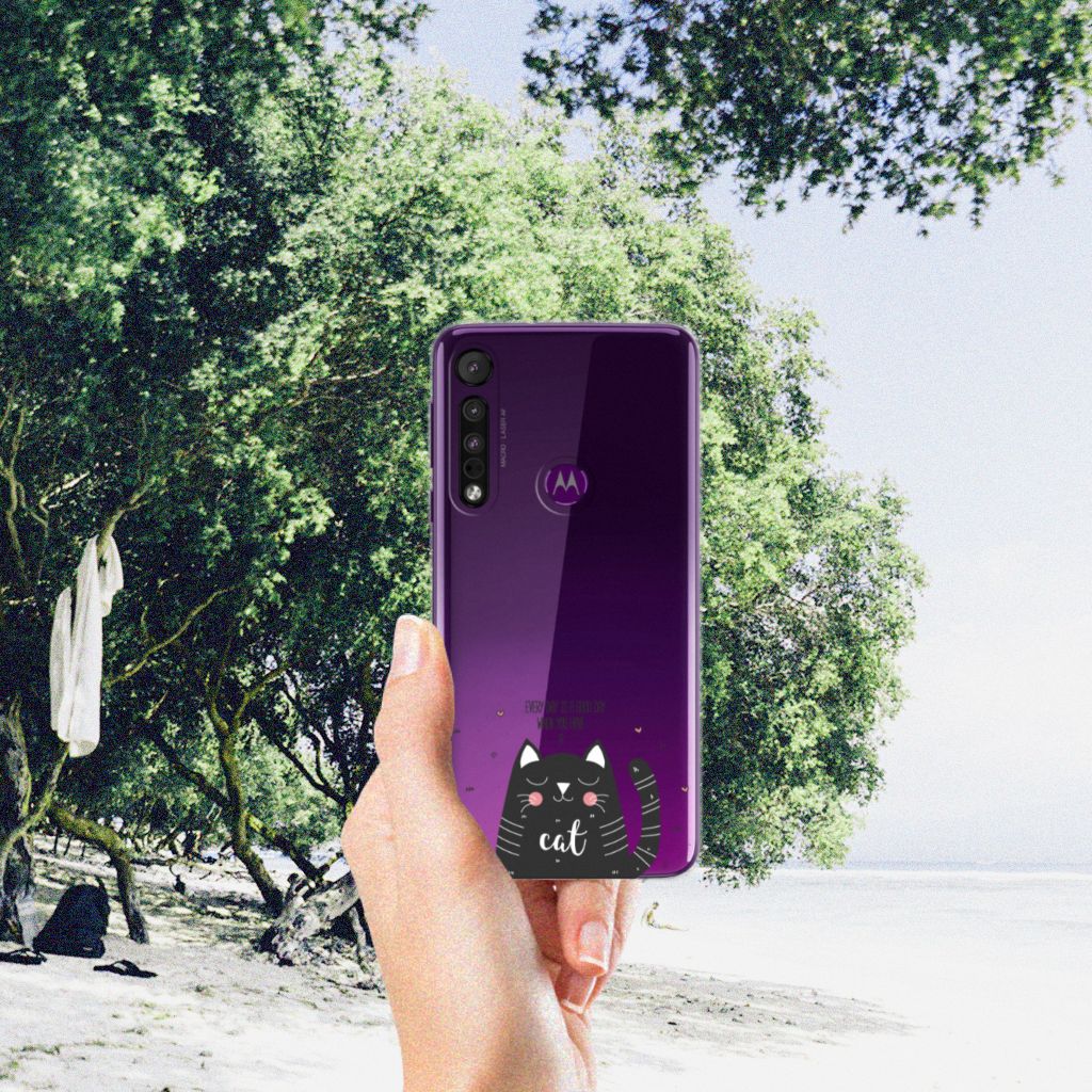 Motorola One Macro Telefoonhoesje met Naam Cat Good Day B2C Telecom
