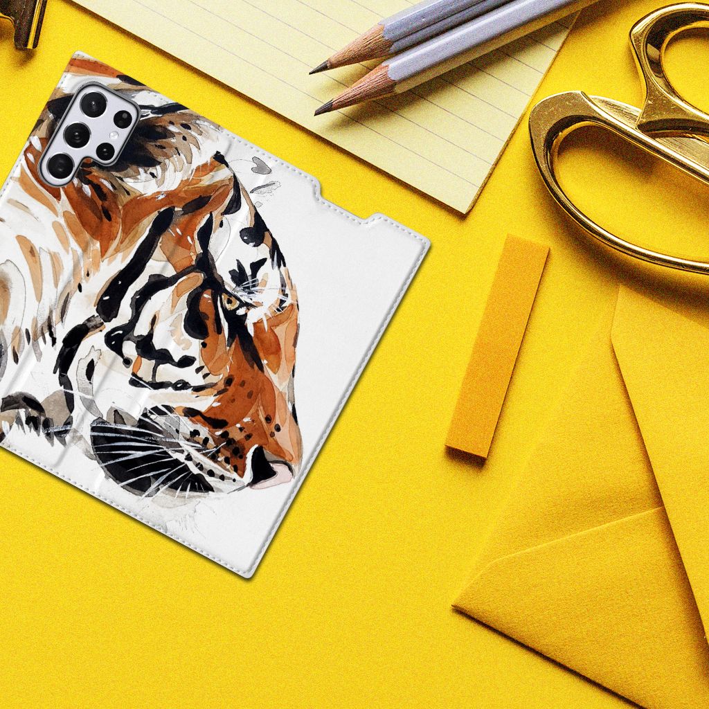 Bookcase Samsung Galaxy S22 Ultra Watercolor Tiger - B2C Telecom