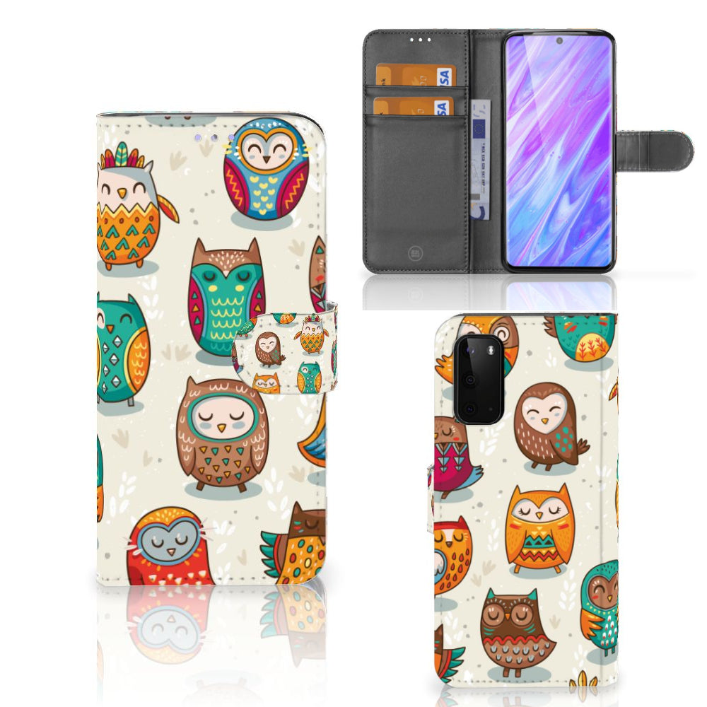 Samsung Galaxy S20 Telefoonhoesje met Pasjes Vrolijke Uilen