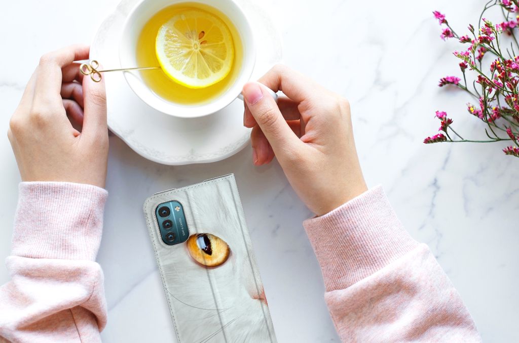Nokia G11 | G21 Hoesje maken Witte Kat - B2C Telecom