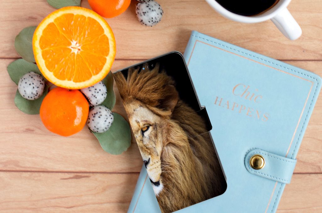 Motorola Moto E20 | E30 | E40 Telefoonhoesje met Pasjes Leeuw