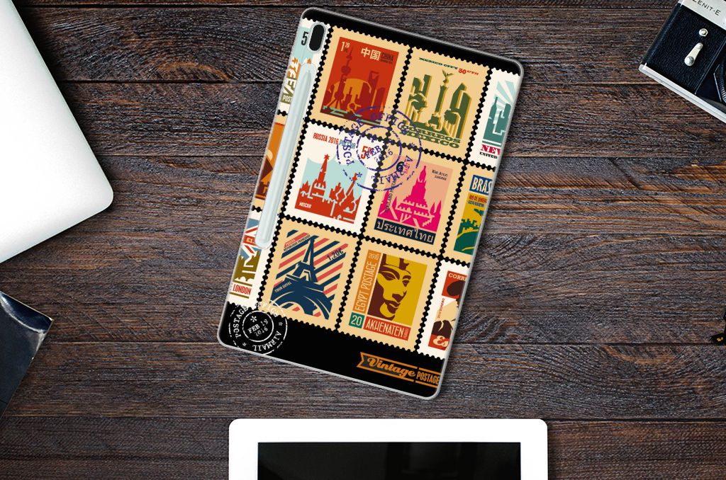 Samsung Galaxy Tab S7FE Hip Hoesje Postzegels - B2C Telecom