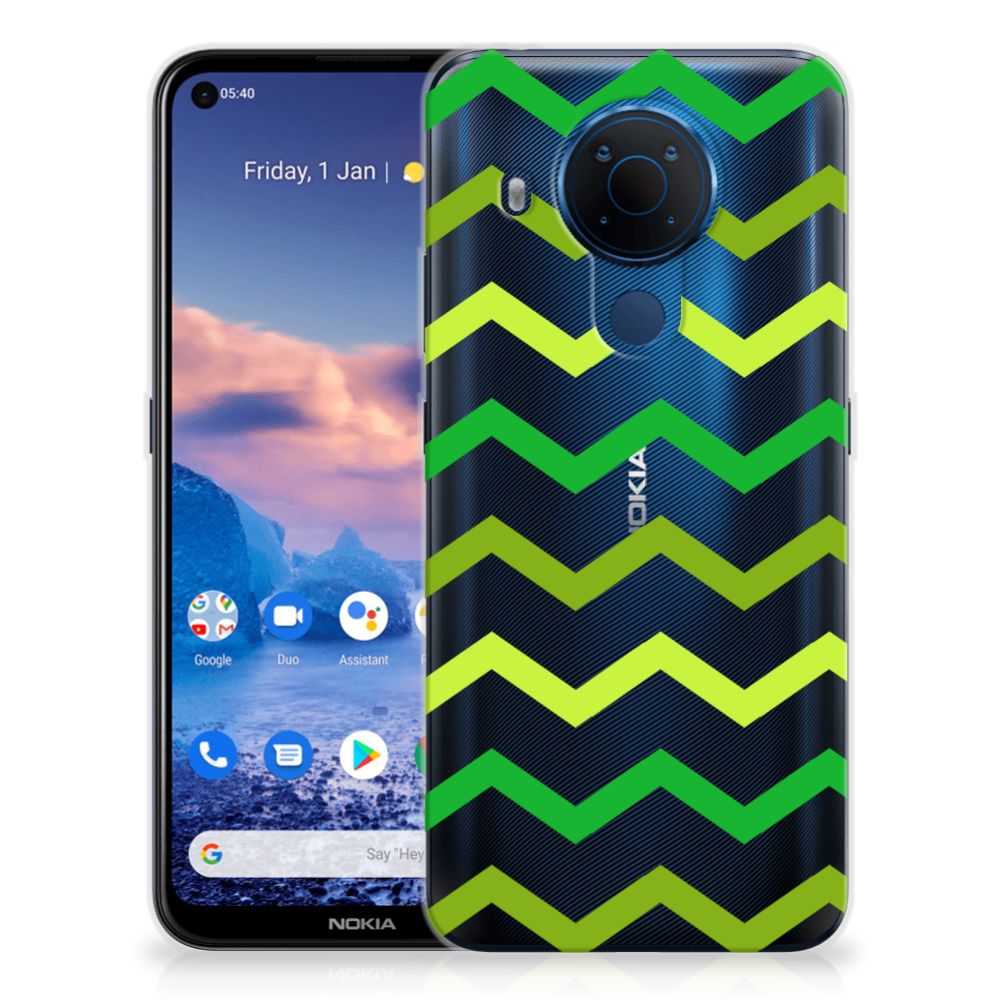 Nokia 5.4 TPU bumper Zigzag Groen