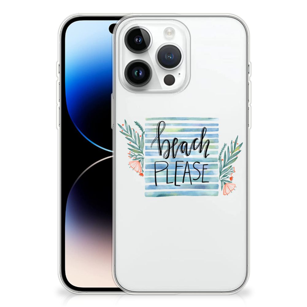 iPhone 14 Pro Max Telefoonhoesje met Naam Boho Beach met vrolijk 'Beach Please' ontwerp đ.