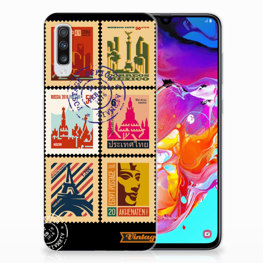 Samsung Galaxy A70 Siliconen Back Cover Postzegels