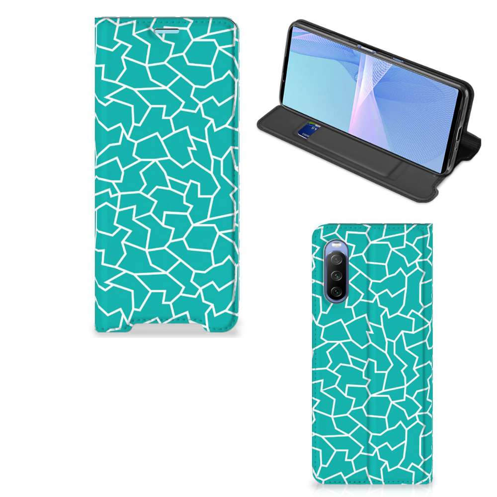 Sony Xperia 10 III Bookcase Cracks Blue - B2C Telecom
