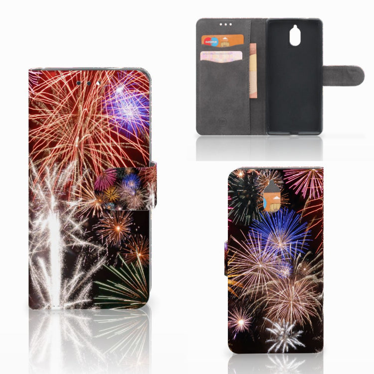 Nokia 3.1 (2018) Wallet Case met Pasjes Vuurwerk