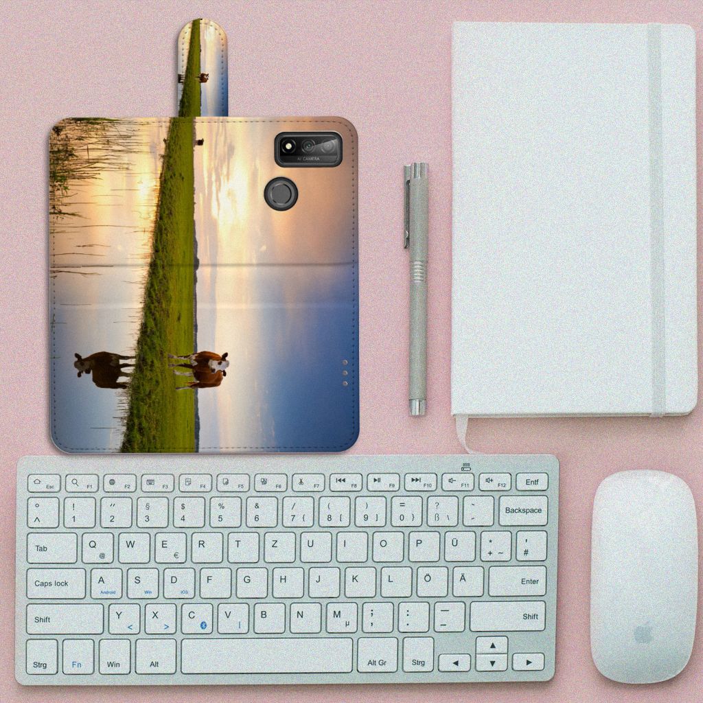 Huawei P Smart 2020 Telefoonhoesje met Pasjes Koe