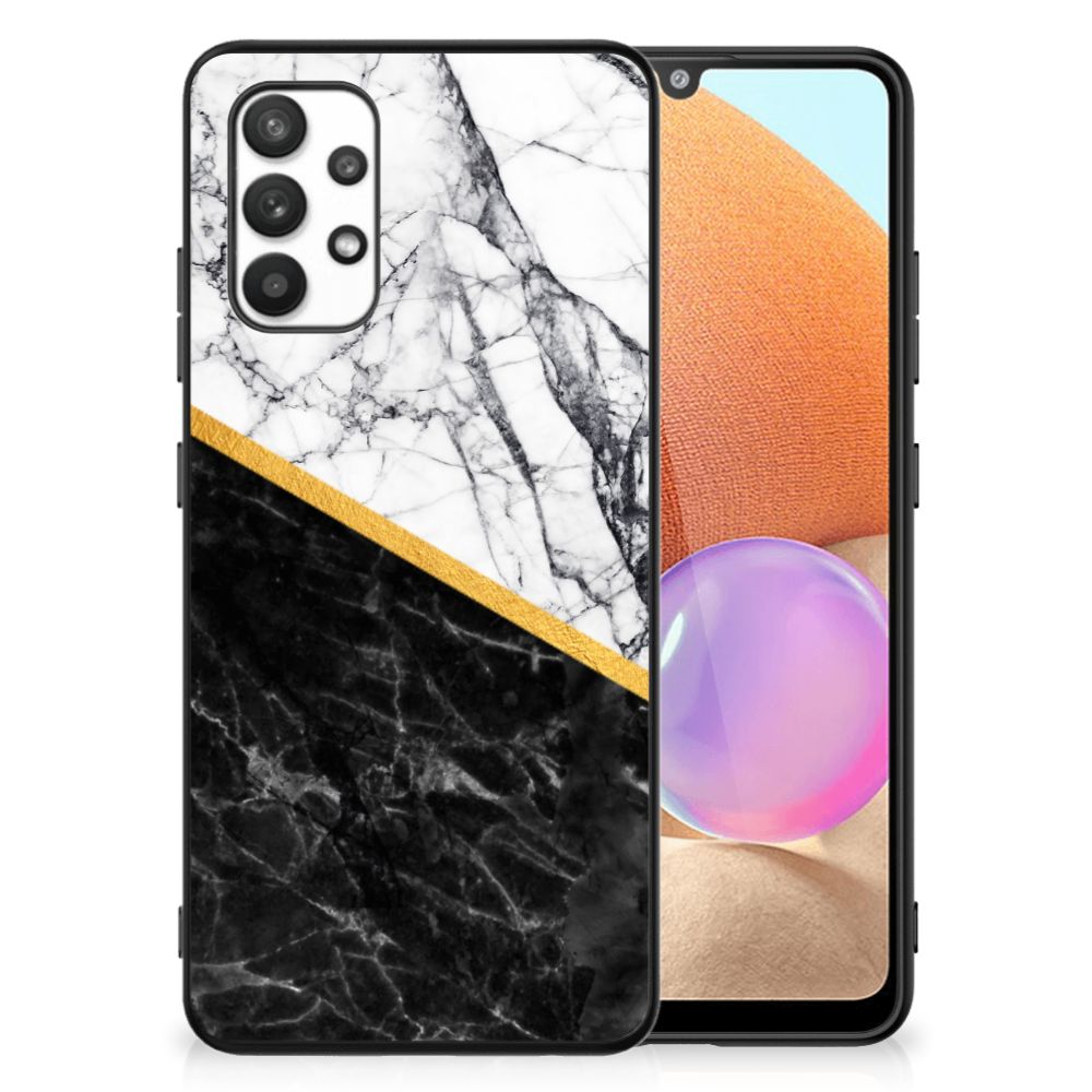 Samsung Galaxy A32 4G | A32 5G Enterprise Editie Marmeren Print Telefoonhoesje Marmer Wit Zwart - Origineel Cadeau Man B2C Telecom