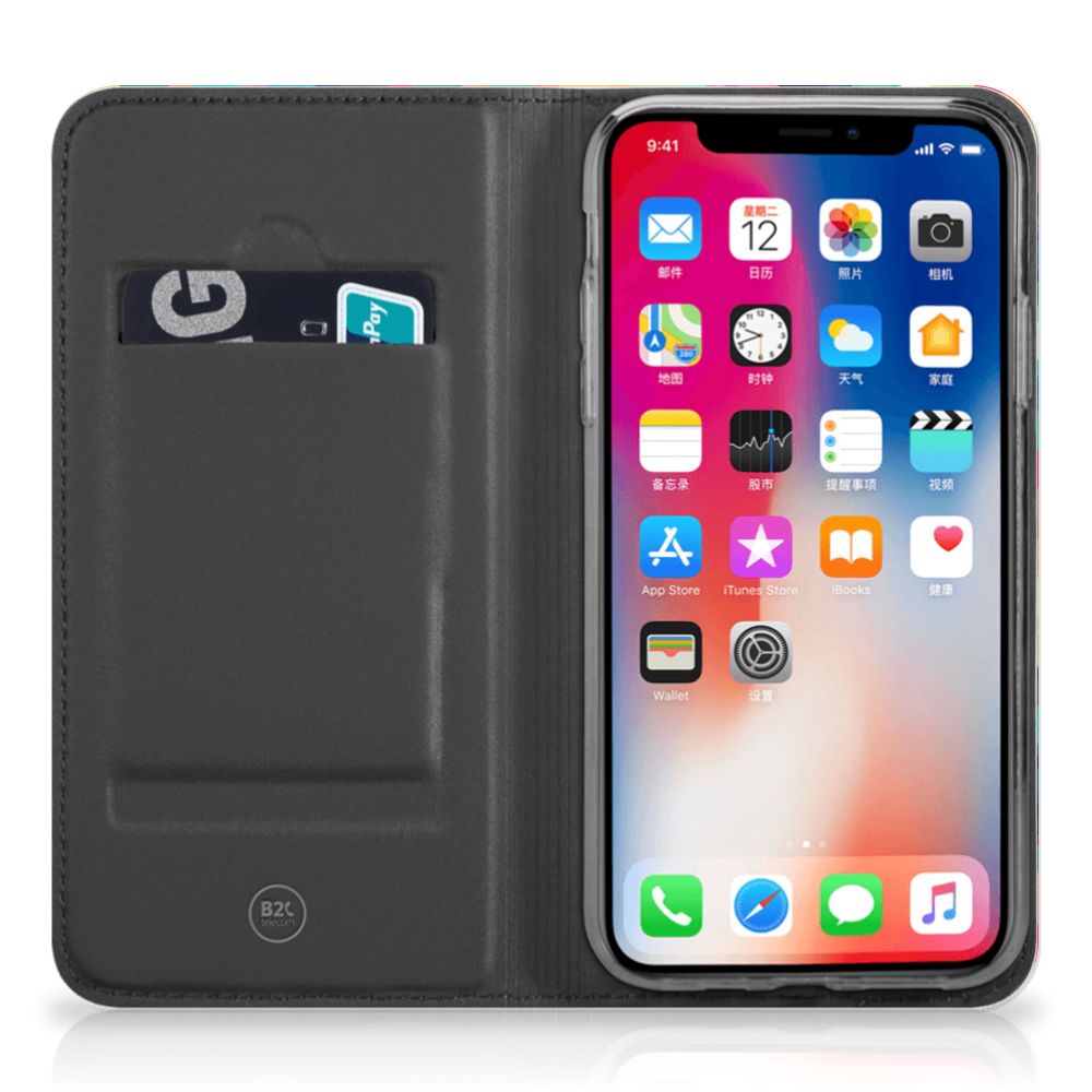 Apple iPhone Xs Max Hoesje met Magneet Geruit