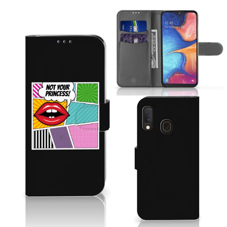Samsung Galaxy A20e Wallet Case met Pasjes Popart Princess