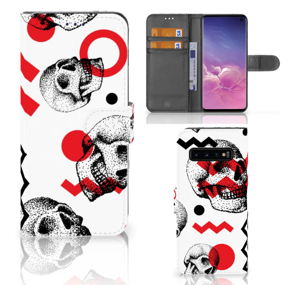 Telefoonhoesje met Naam Samsung Galaxy S10 Skull Red