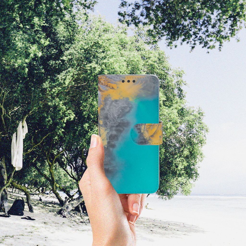 Microsoft Lumia 650 Bookcase Marble Blue Gold