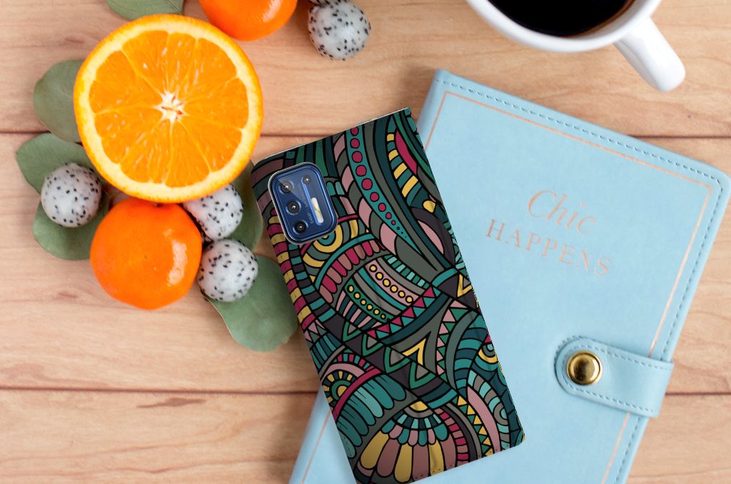Motorola Moto G9 Plus Hoesje met Magneet Aztec - B2C Telecom