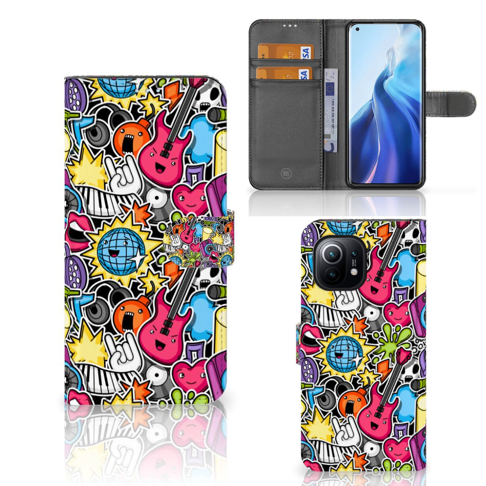Xiaomi Mi 11 Wallet Case met Pasjes Punk Rock