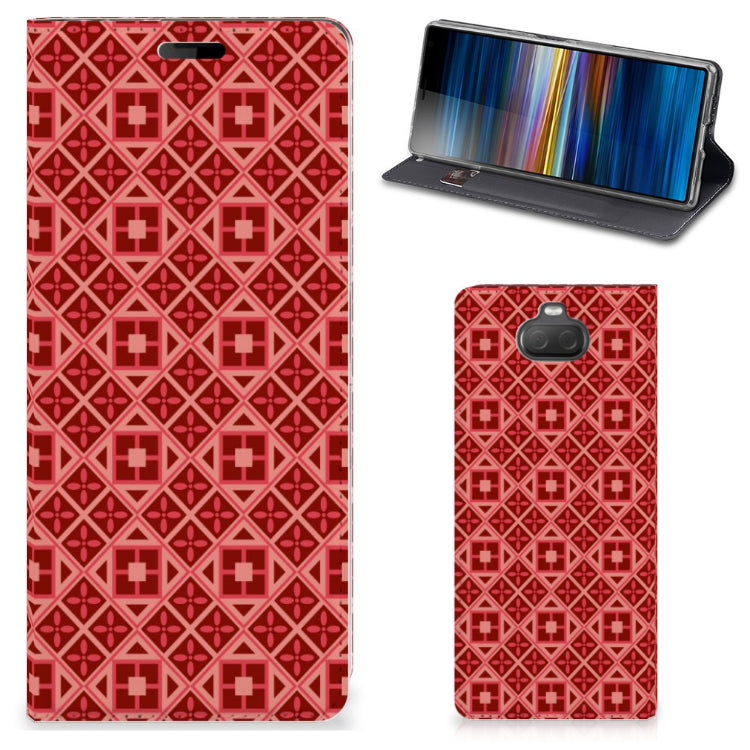Sony Xperia 10 Hoesje met Magneet Batik Rood