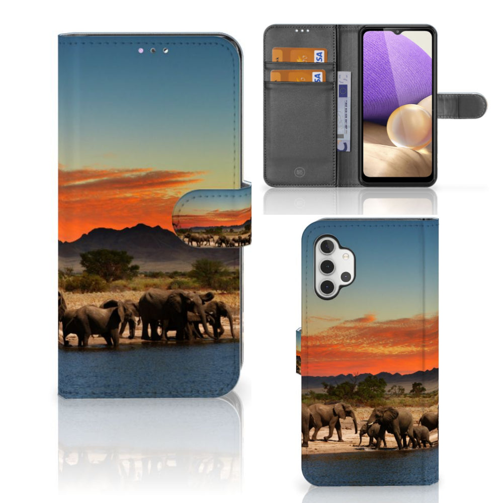 Samsung Galaxy A32 4G Telefoonhoesje met Pasjes Olifanten