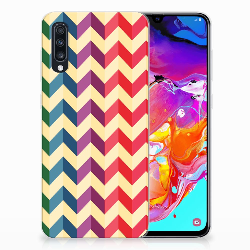 Samsung Galaxy A70 TPU bumper Zigzag Multi Color